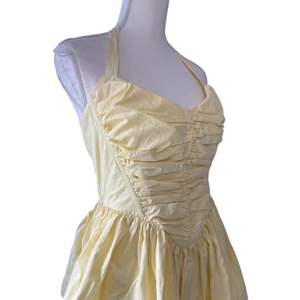 NBD Sara Mini Dress in Pale Yellow Large New Womens Cotton Party - Picture 5 of 9